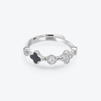 thumbnail interactive-video image 1 of Synergy Trading .925 Sterling Silver Chevron Ring – Round CZ Pointed Flower Band Sizes 4-12 1 of 2