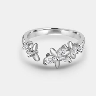Flower Cluster CZ Silver Ring